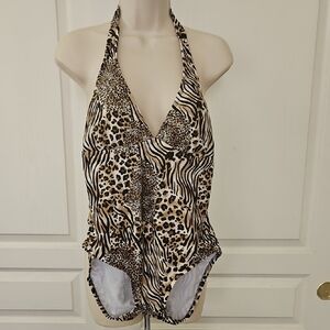 Catalina | Y2K Animal Print One Piece Swimsuit Size S
